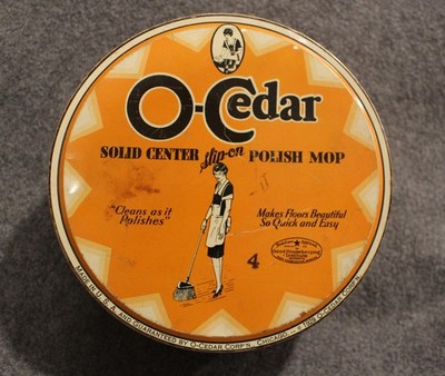 Vintage 1920s Era O Cedar Mop Tin