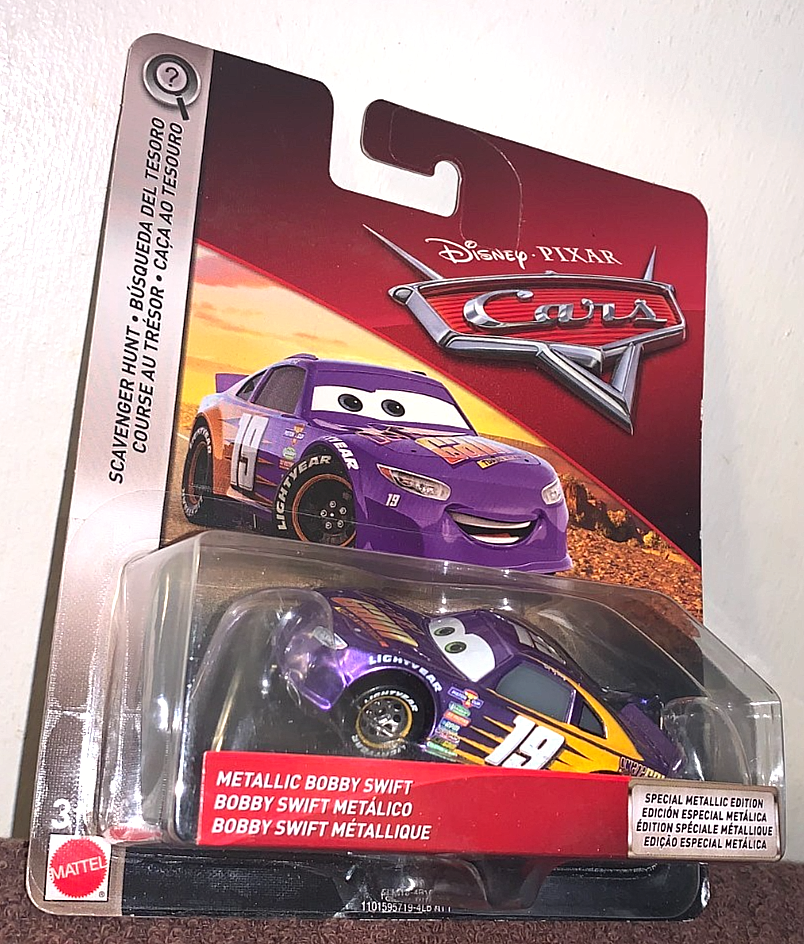 DISNEY PIXAR CARS 2018 METALLIC PURPLE BOBBY SWIFT SCAVENGER HUNT