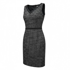 Ann Taylor Size 2 100% Virgin Wool Black Tweed Sleeveless Lined Dress V-neck