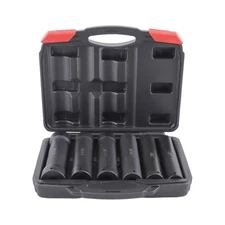 6-1/2" Drive Heavy Duty Extended Length Extra-Deep Length Impact Socket Set QME