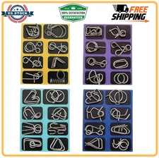 Metal Brain Teaser Puzzles, Set of 32 with Pouch, Steel IQ Games Physics Mind