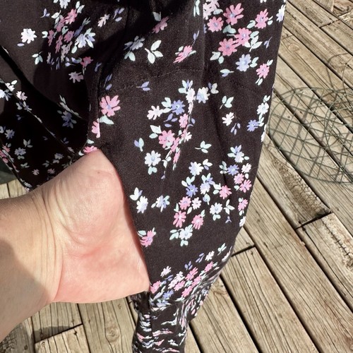 Camisón Aria Collection Floral Midi Talla XL Negro Rosa Bolsillos Pradera Nuevo con Etiquetas - Imagen 6 de 12
