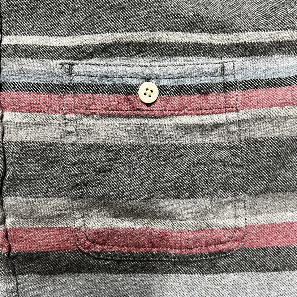 Camisa Aeropostale Franela Para Hombre Talla Pequeña Gris Rayas Ligera Botón Foto 4 de 4