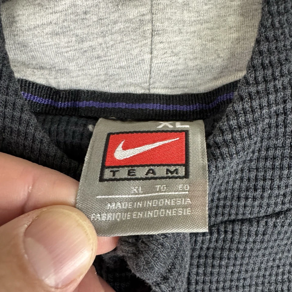 Nike Washington Huskies Hoodie Sweater Waffle Knit Henley Mens Size Xl Black Y2k - Image 3 of 4