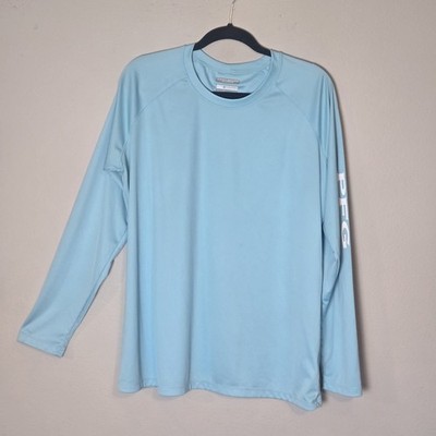 Columbia PFG Omni Shade Tidal Tee Shirt Mens 1X Blue Crew Neck Long Sleeve