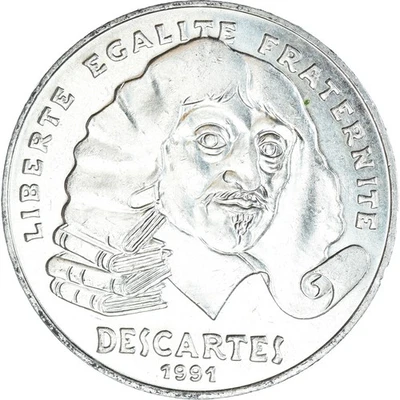 Monnaie, France, Descartes, 100 Francs, 1991, SUP+, Argent, Gadoury:906, KM:996 - Photo 1/2