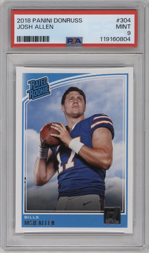 JOSH ALLEN PSA 2018 PANINI DONRUSS #304 RC RATED ROOKIE BILLS WYOMING COWBOYS