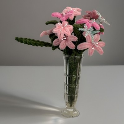 Handgefertigtes rosa Blumengesteck Pfeifenputzer Blumendeko Valentinstag für immer