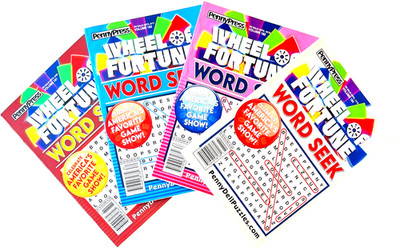 NEW Lot 4 Penny Press Dell WHEEL FORTUNE Word Search Seek Puzzle Find Books