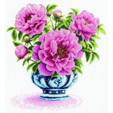 Counted Cross Stitch Kit Peonies Flowers DIY Charivna mit