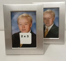 Set Of 2x3 Mini Silver Photo Picture Frame Or Place Card Holder Set Of 2