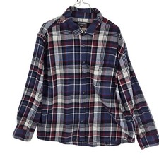 Eddie Bauer Shirt Mens 2XL Blue Red Plaid Flannel Button Up Long Sleeve Pocket