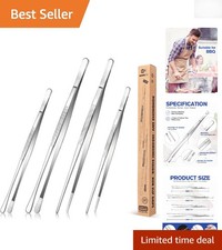 Chef Quality 4-Pc Stainless Steel Tweezers for BBQ, Cooking  Food Plating