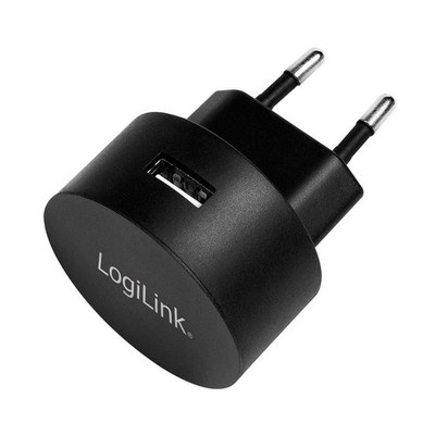 LogiLink PA0217 USB Wall Charger 1port 1x USB-AF, 10.5W, Round Shape, Black ~E~