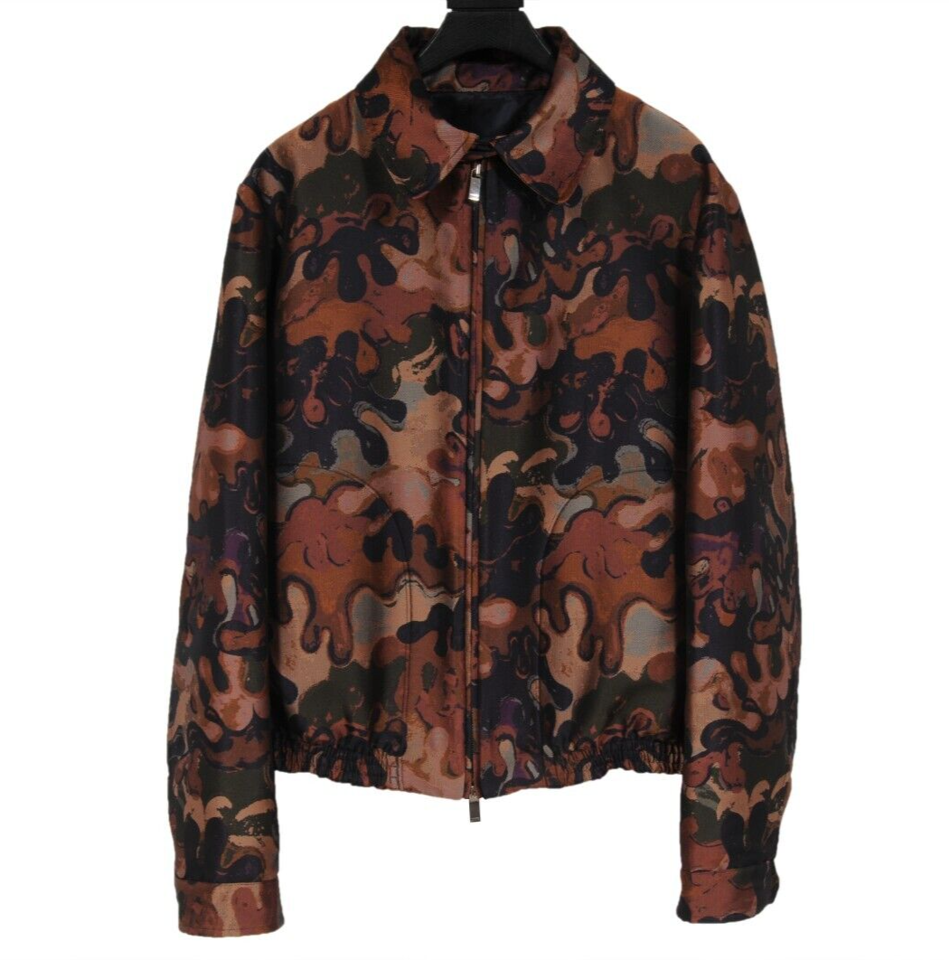 未使用級✨DIOR Peter doig コラボ グラフィカルボンバージャケット Dior Men Peter Doig Camouflage Woven Collared Bomber Jacket IT 52