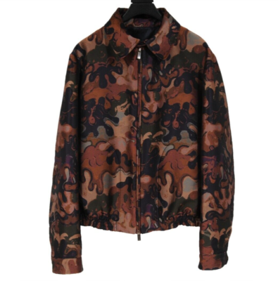 Dior Men Peter Doig Camouflage Woven Collared Bomber Jacket IT 52