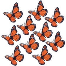 10PCS Exquisite Monarch Butterfly Decorations, Premium Artificial Orange Mona...