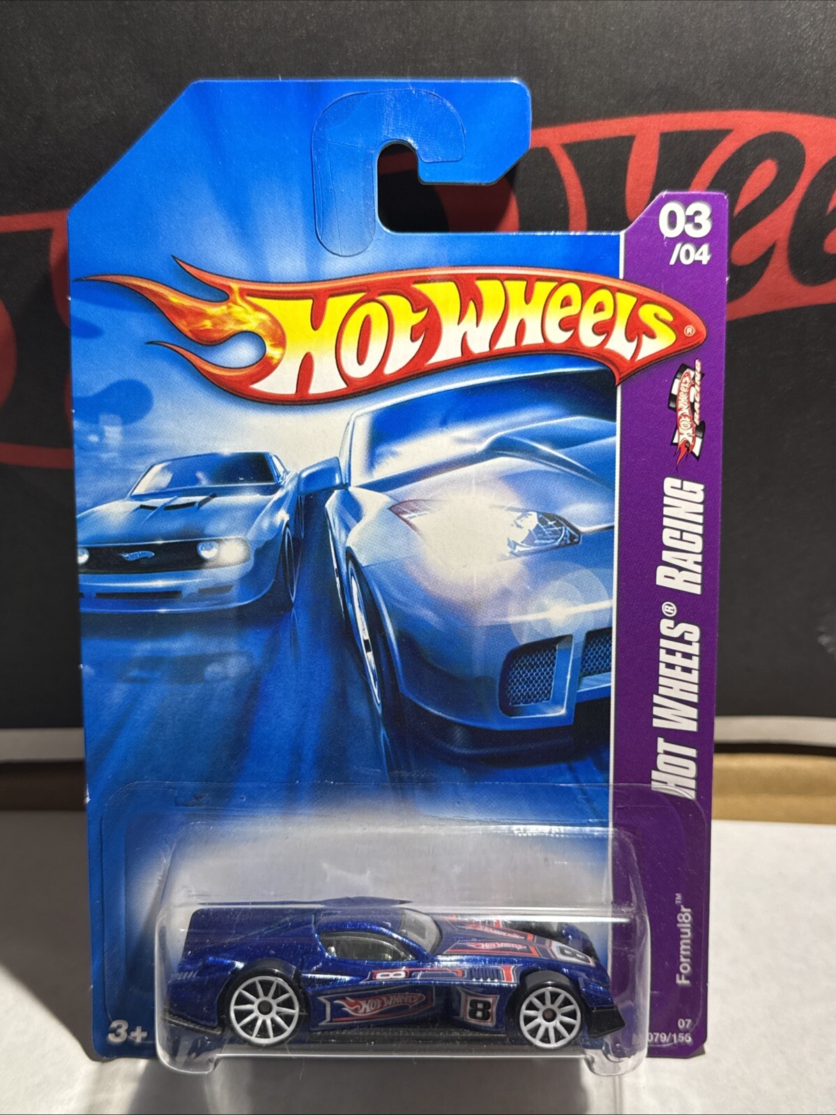 HOT WHEELS 2007 HW RACING FORMUL8R #03/04  079/156 Blue w/White 10 Spoke Wheels