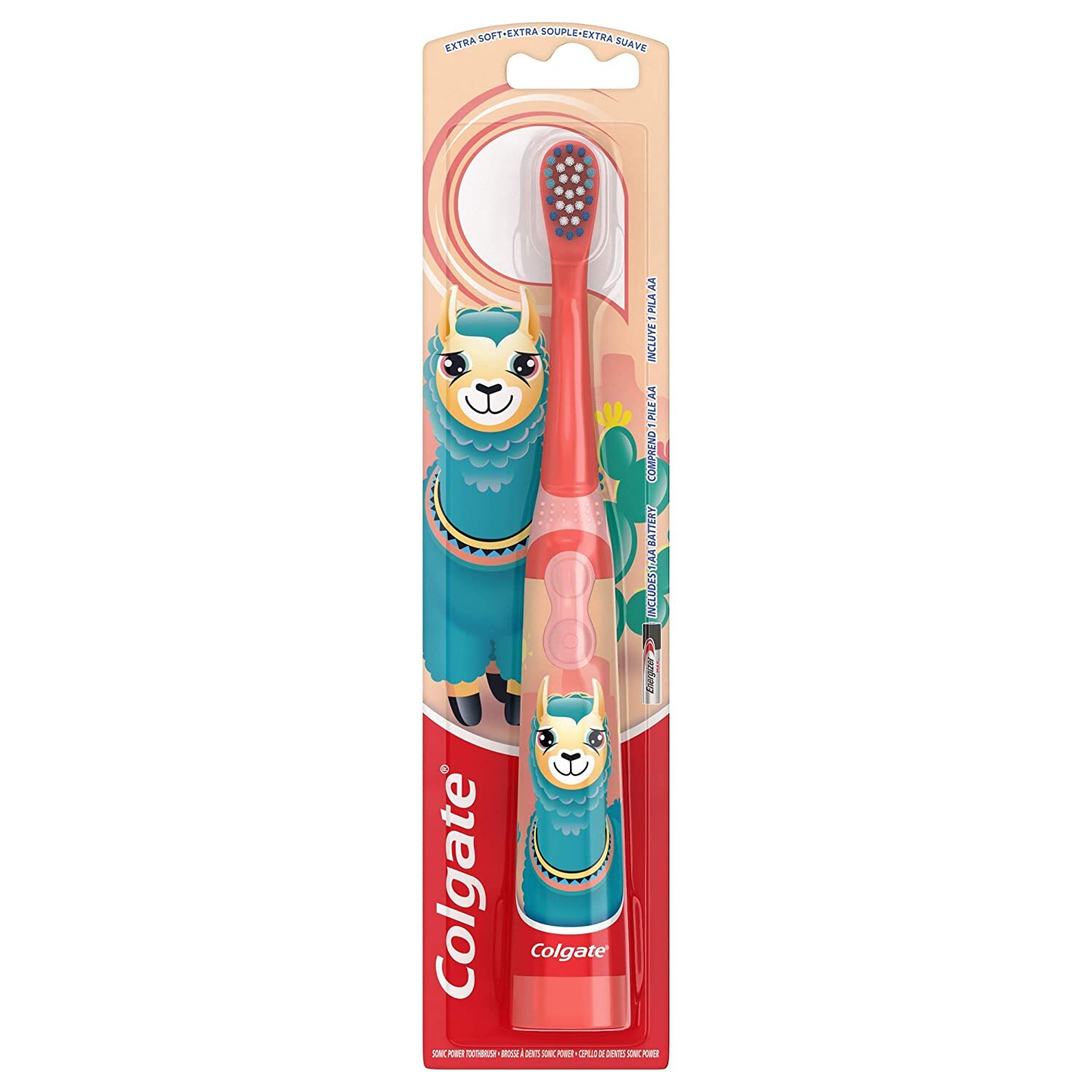Colgate Kids Llama Battery-Powered Toothbrush with Extra Soft Bristles for Ages 3+