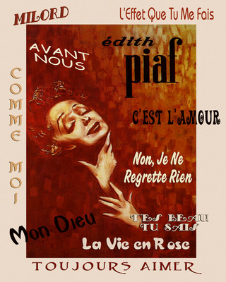 Edith Piaf Singer La Vie en Rose Milord Mon Diew 16X20 Vintage Poster FREE S/H