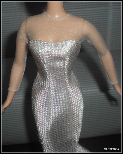 SUKIENKA BARBIE DOLL MATTEL HOLLYWOOD PREMIERA SILKSTONE BIAŁA MARILYN MODA SUKNIA - Zdjęcie 2 z 7