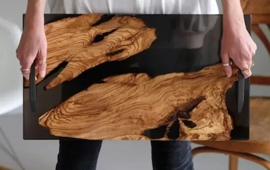 Handmade Epoxy Wood Resin Serving Tray – 10" x 18" – Luxury Home & Kitchen Decor - Image 2 of 4