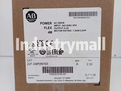 New Factory Sealed Allen-Bradley 22F-D4P2N103 PowerFlex 4M 1.5 kW 2 HP AC Drive