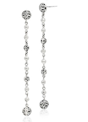 LOIS HILL Sterling Silver Scroll Linear Drop Earrings Unique Addition!