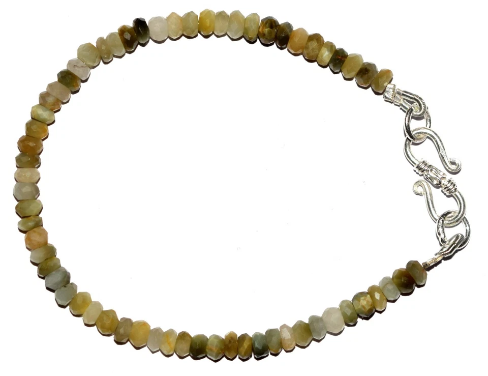 925 Argento Fine Naturale Occhio di Gatto Gemma 3-4 MM Perline 7 " Filo - Immagine 3 di 4