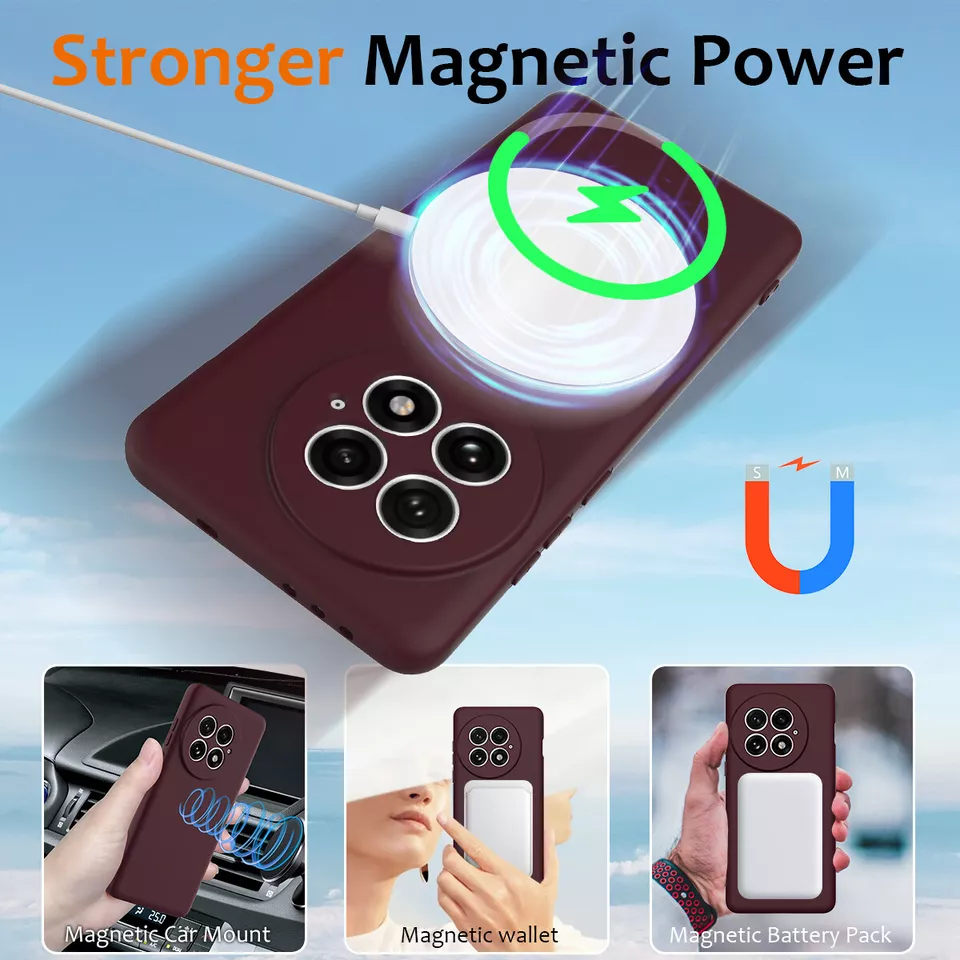 For OnePlus 13 5G, Luxury Magnetic Skin Touch Feel Liquid Silicone Cover Case - Image 4 of 4