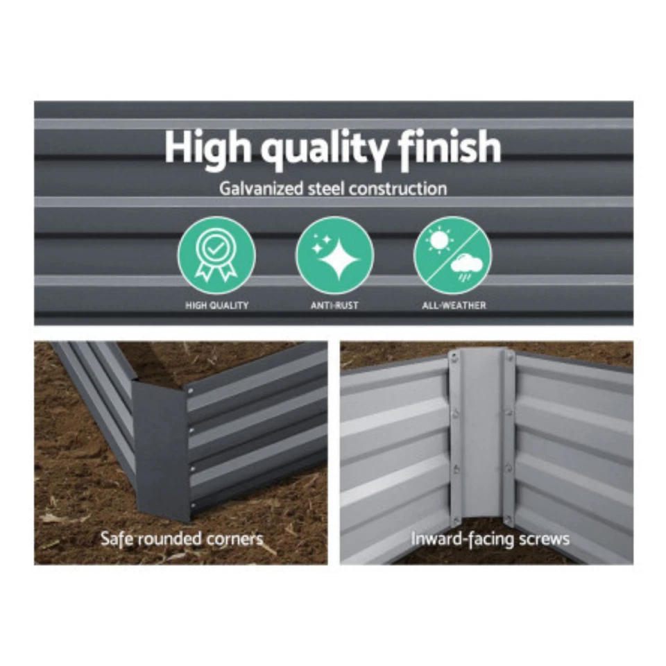 Greenfingers Galvanised Steel Raised Garden Bed Instant Planter 210x90 Aluminium - image 4 of 4
