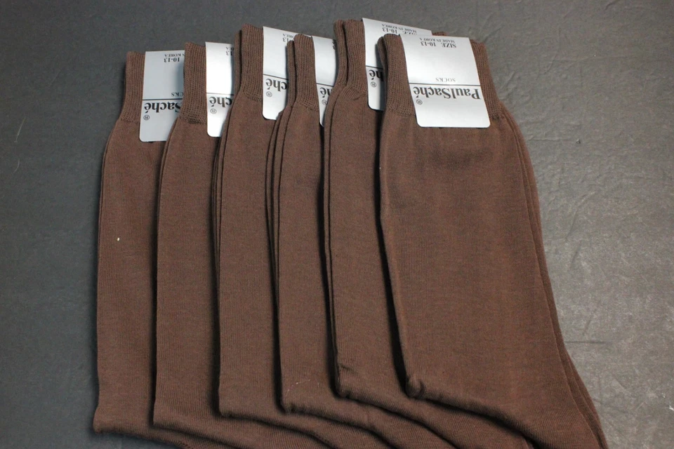 6 PARES CALCETINES DE VESTIR HOMBRE TALLA 10-13 Zapato 8-12 ALGODÓN Marrón Sólido Crew Foto 2 de 4