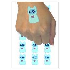 Spooky Ghost Cat Skull Heart Temporary Tattoo Water Resistant Fake Body Art Set