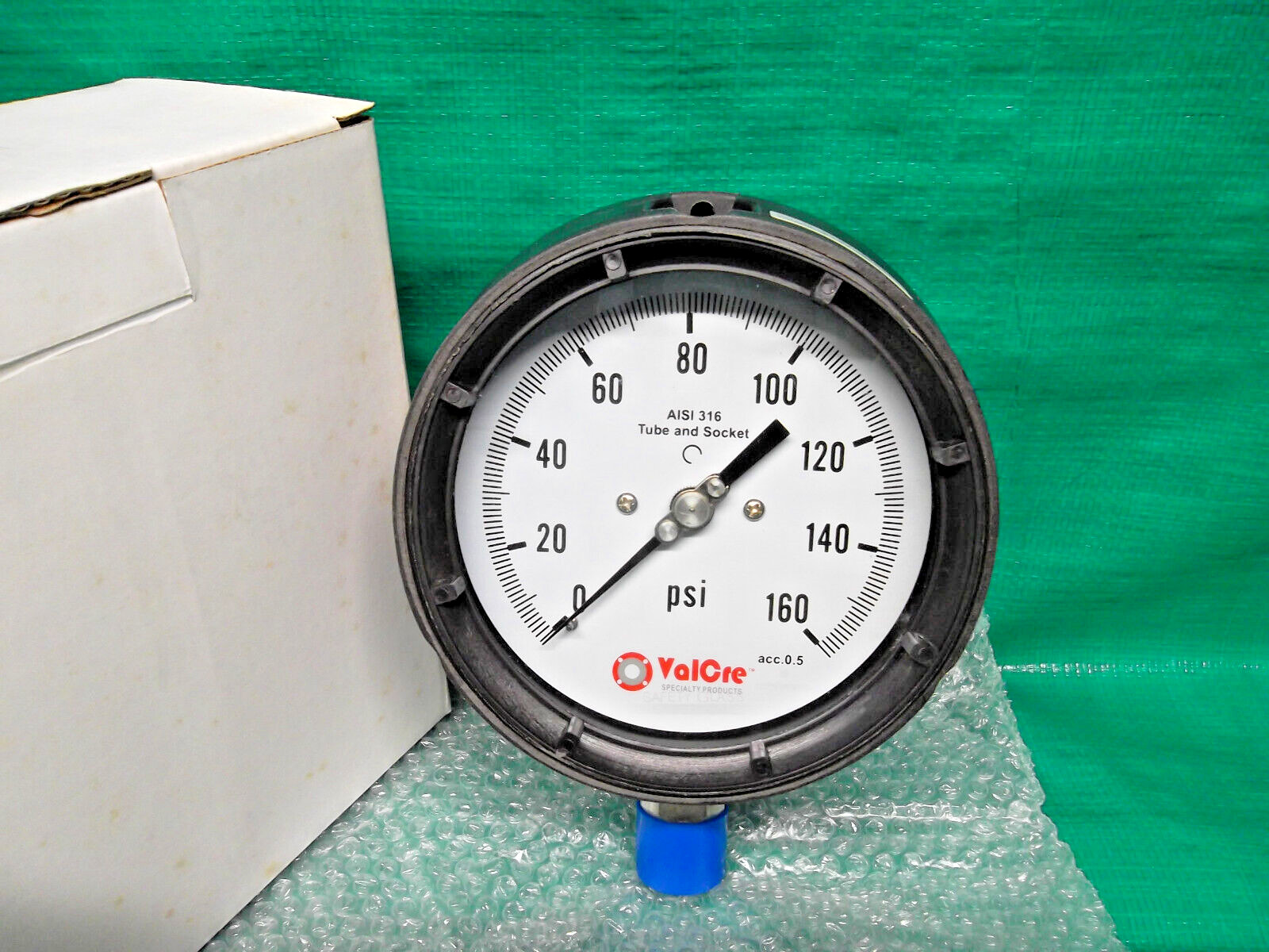 Process Pressure Gauge 4-1/2" Face 160 PSI 1/2" NPT Phenolic w/Stainless Lower