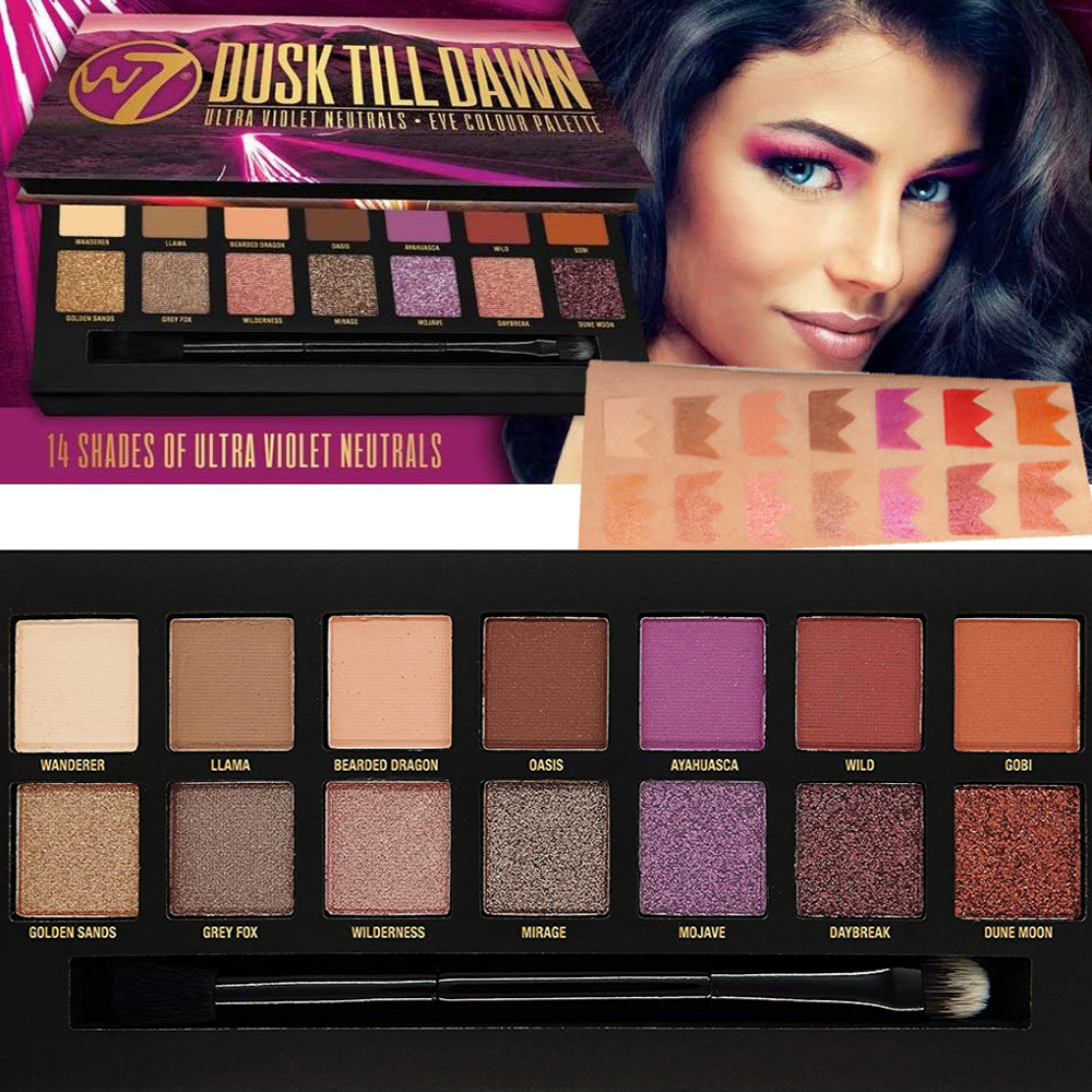 W7 Dusk Till Dawn Ultra Violet Neutrals Lidschatten Palette – 14 Farben, Von Neutral Bis Violett