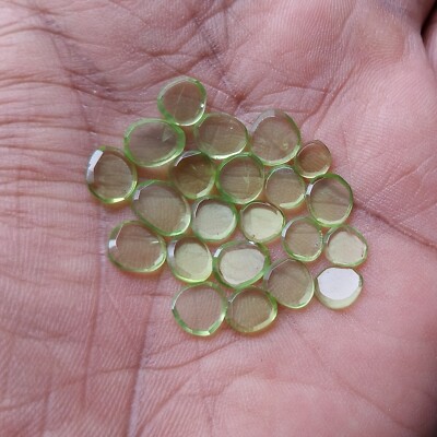 16.75 Ct 5x5.5 to 6.5x8.5 MM Natural Smooth Flat Green Peridot Slice 22 Pcs Lot