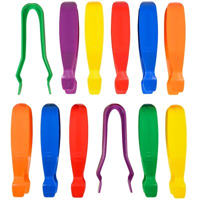 Multicolor Jumbo Tweezers Set of 12 for Kids Fine Motor Skills Counting Games