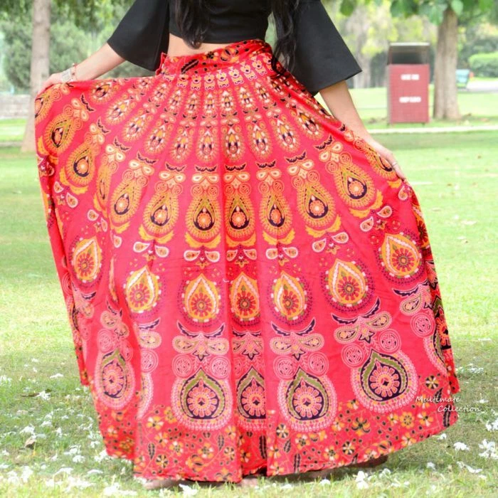 Indian Boho Skirt wrap skirt Boho Maxi skirts Mandala maxi skirt Bohemian skirt
