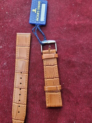 GENUINE JACQUES LEMANS LEATHER WATCH BAND 20mm WITH STAINLESS STEEL BUCKLE 18 MM