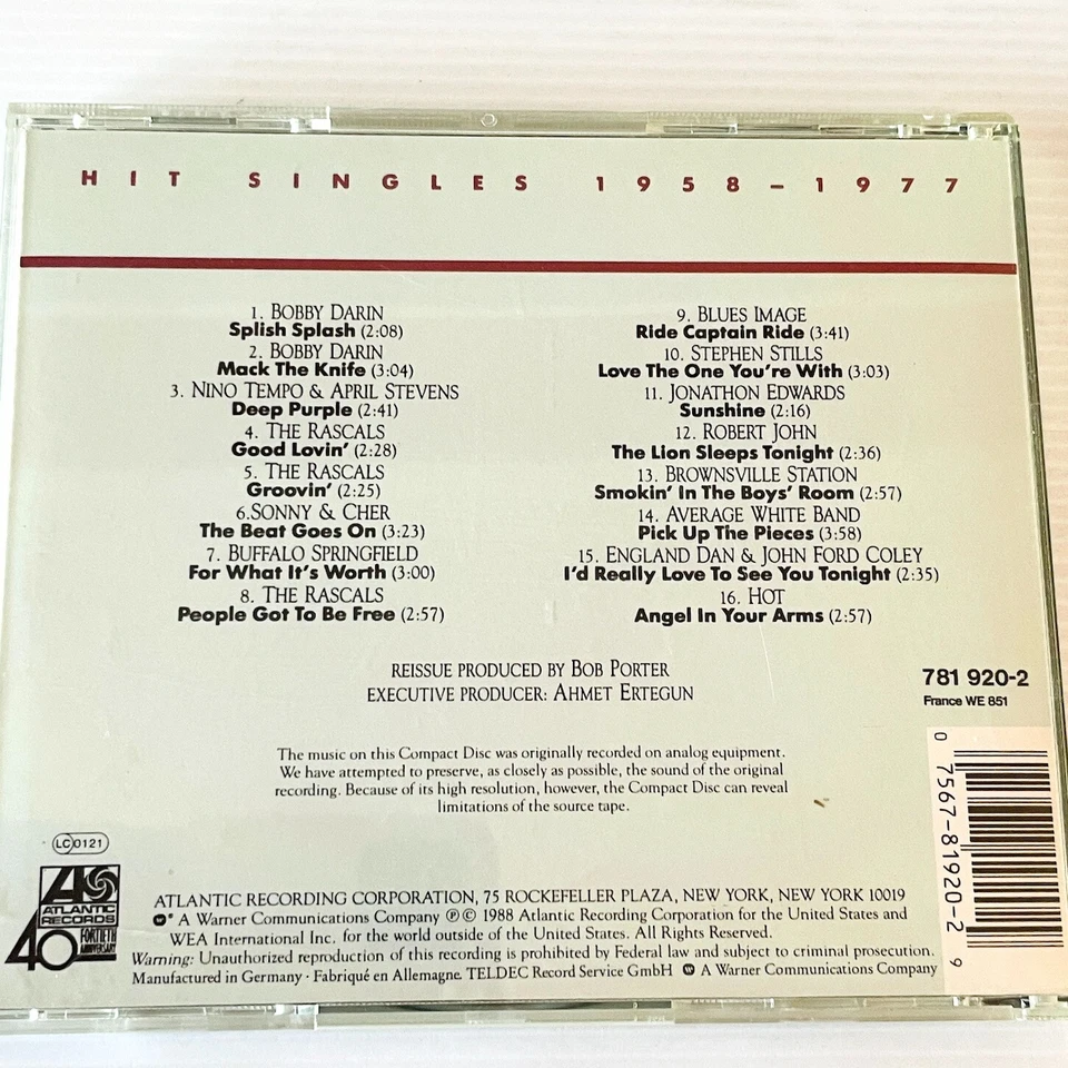 Hit Singles 1958-1977 CD 1988 40th Anniversary Atlantic Records Rare HTF - Image 4 of 4