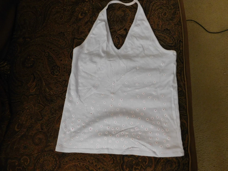 UNITED COLORS OF BENETTON LIGHT LAVENDER  HALTER TOP SIZE LARGE - Image 2 of 4