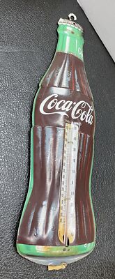 Vintage DONASCO Tin Metal COCA-COLA Coke Bottle Thermometer 17'' USA