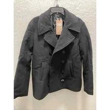 Seibertron Pea Coat Men S Black Woolen Coat US Navy Type 80% Wool Warm
