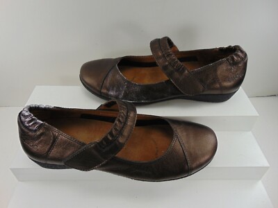 TAOS Metallic Bronze Leather Mary Jane Wedge Loafers UNSTRAP 7-7 1/2 M 