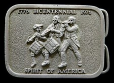 Bicentennial Spirit Of America Drummers Patriotic Bergamot Vintage Belt Buckle