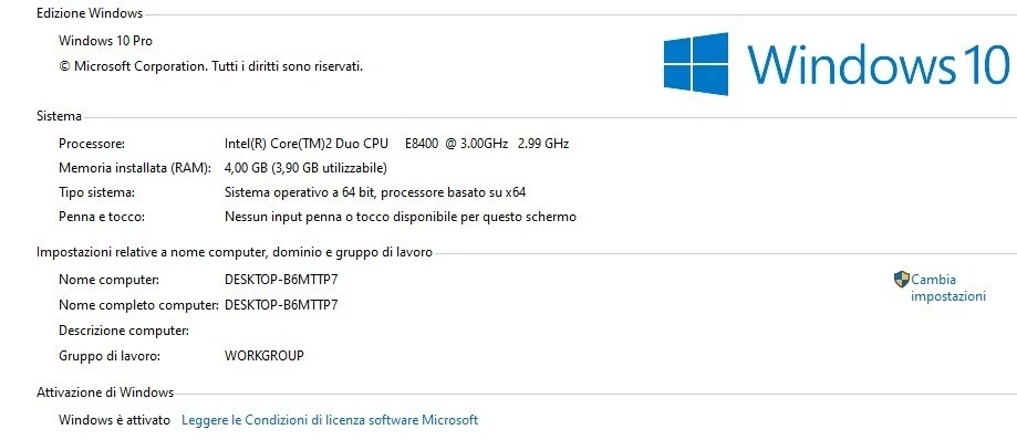 MiniPc HP DC7900 Intel core 2 E8400 3GHz 4GB 500GB HD WINDOWS 10 PRO ATTIVO - Immagine 2 di 2
