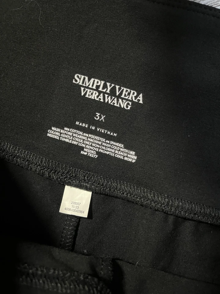 Leggings modeladores de tiro alto Simply Vera Wang para mujer, negros talla grande 3X Foto 4 de 4