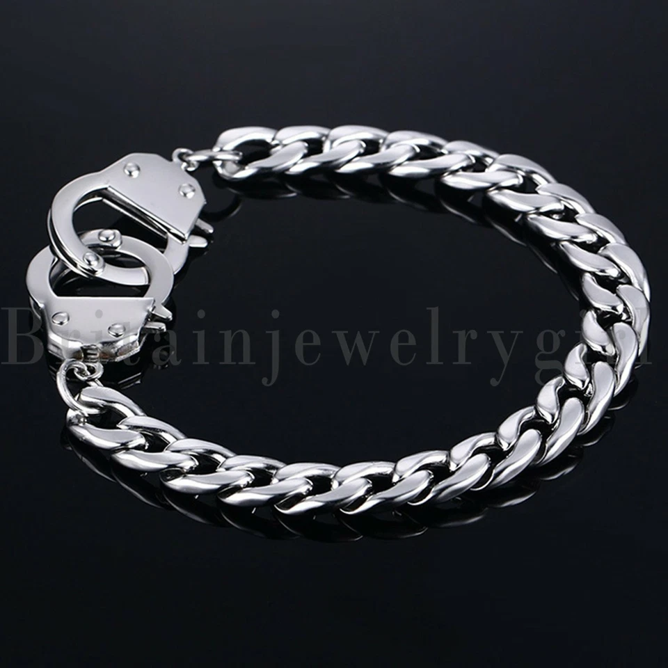 Brazalete brazalete de cadena de eslabones de acero inoxidable para hombre Foto 2 de 4