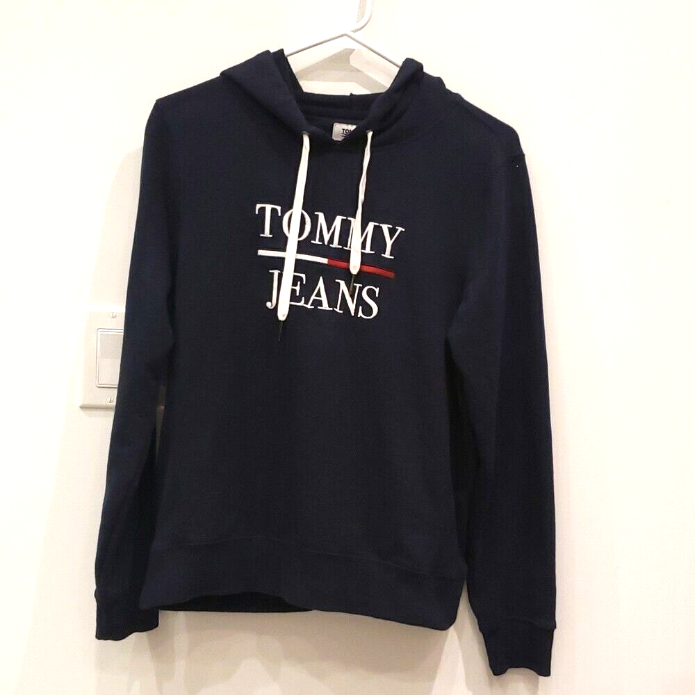 Tommy Jeans Womens Navy Blue Logo Hoodie Size Small  