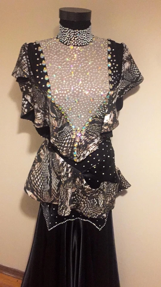 Vestido de Baile Hecho a Mano/Estándar Salón Competición Suave Vals Tango Disfraz Foto 3 de 3